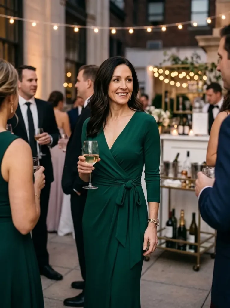 Cocktail: A Wrap Dress in a Rich Color Beats a Little Black Dress