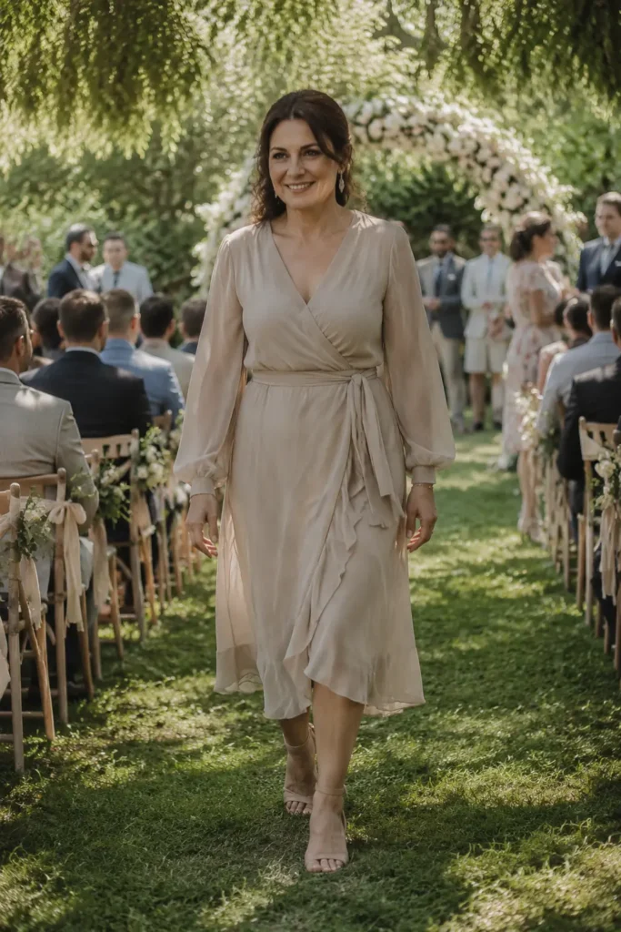 Garden and Daytime A Belted Chiffon Midi with Soft Sleeves