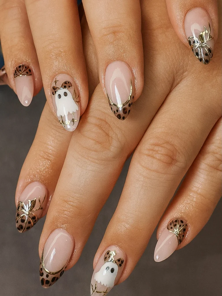 Leopard French Nail art