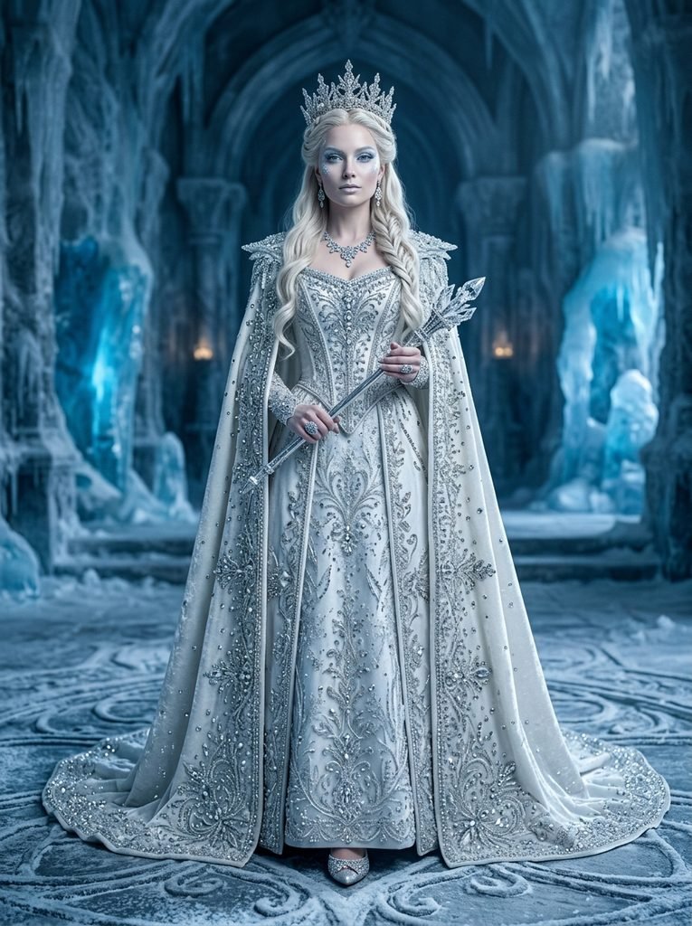 An Ice Queen in White and Silver