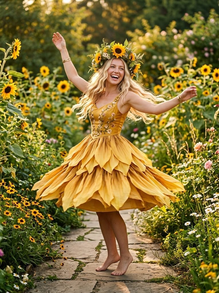 A Sunflower Fairy in Yellow and Green