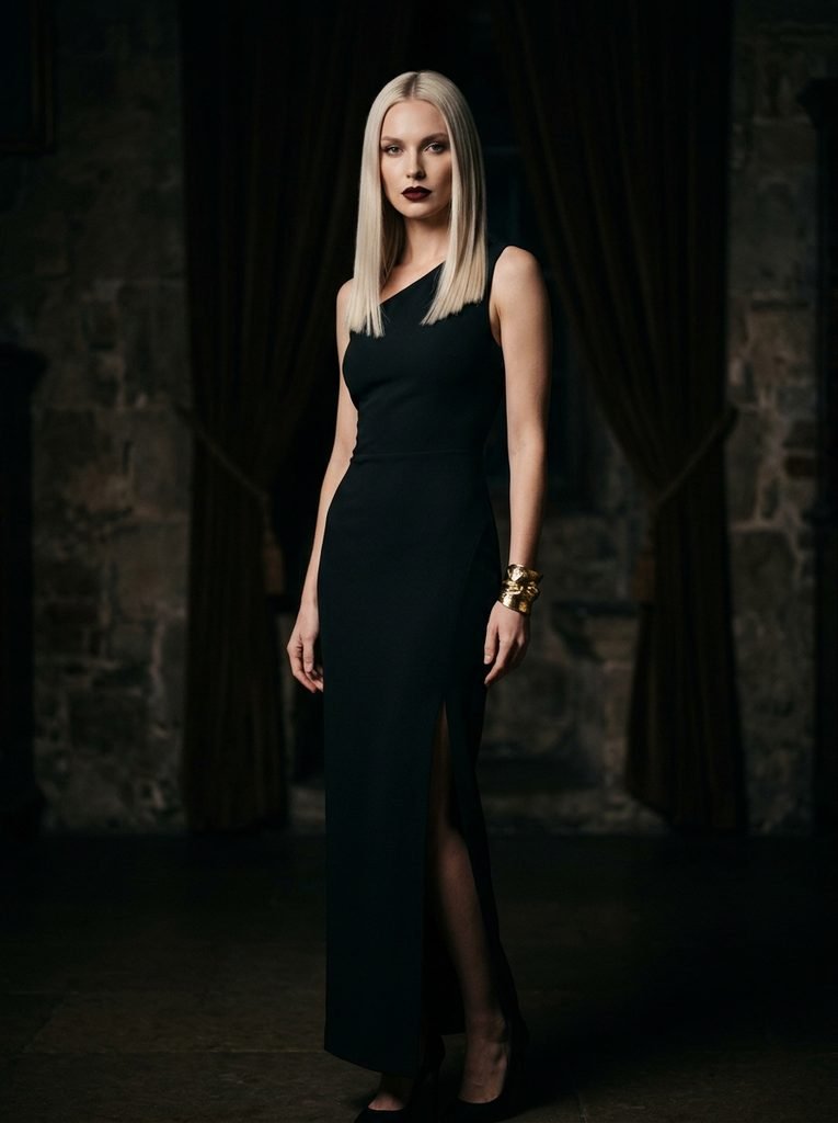 A Sleek Modern Vampire in Black and Gold