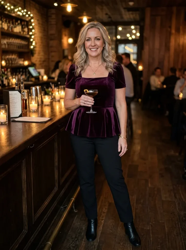 Velvet Peplum Top & Evening Trousers