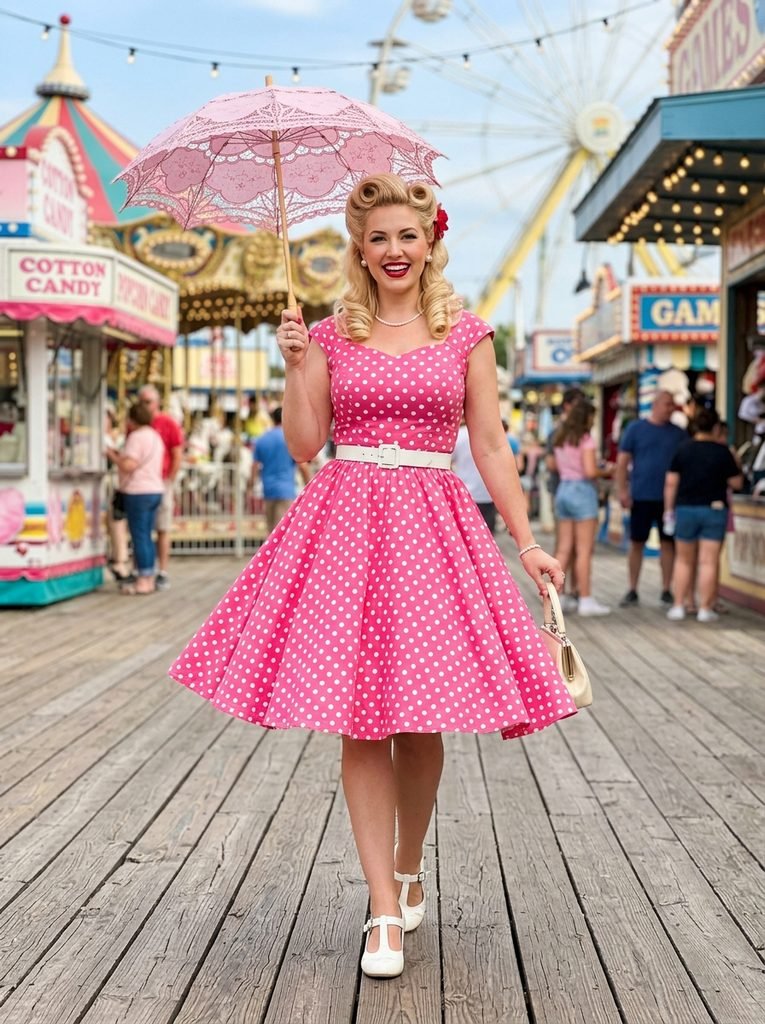 A Vintage Pin-Up Girl in Polka Dots