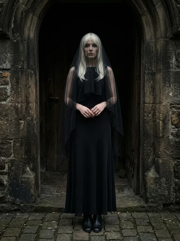An All-Black Veiled Mystery Look