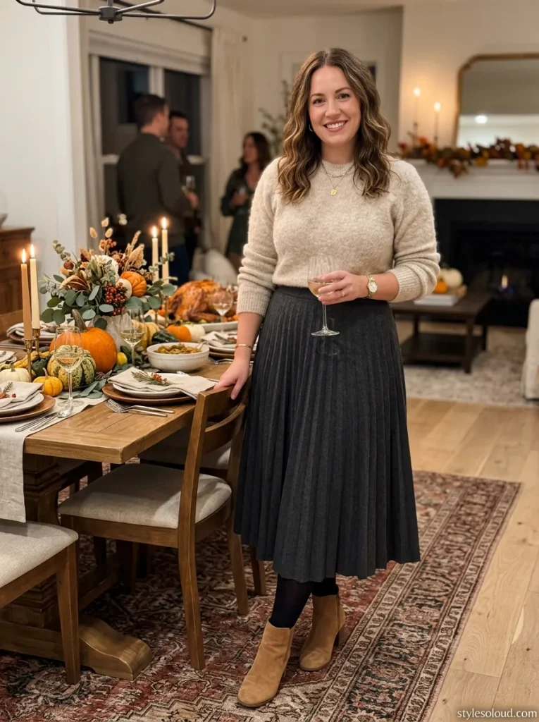 Alpaca Knit & Wool Midi Skirt