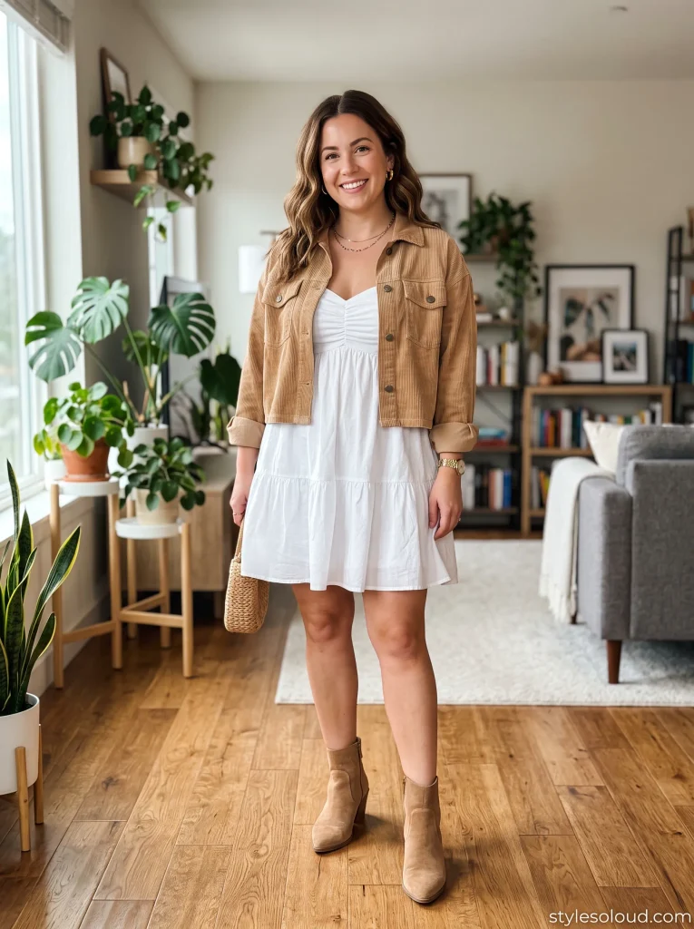 Babydoll Dress & Corduroy Shacket