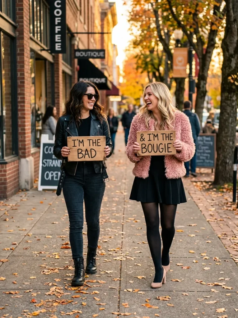 Bad and Bougie With Handheld Signs