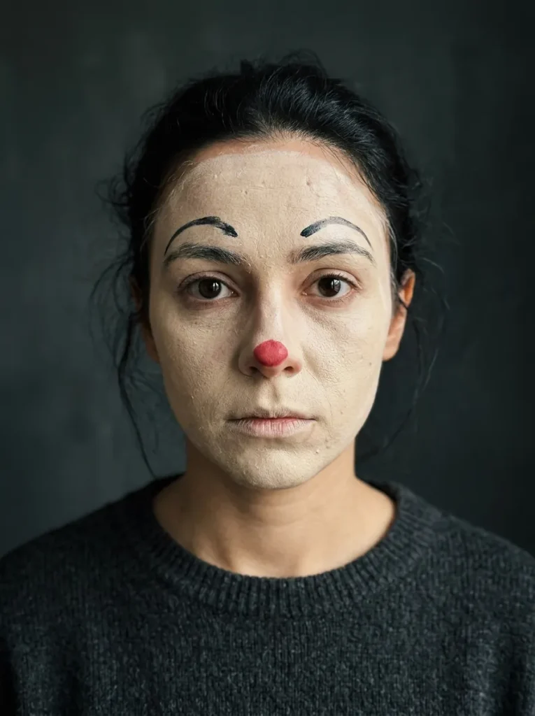 The Beginner Clown: White Base, Red Nose, Drawn Brows