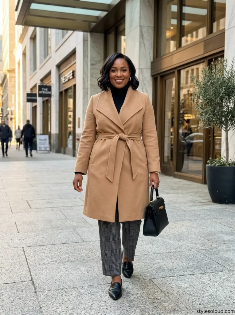Belted Camel Wrap Coat