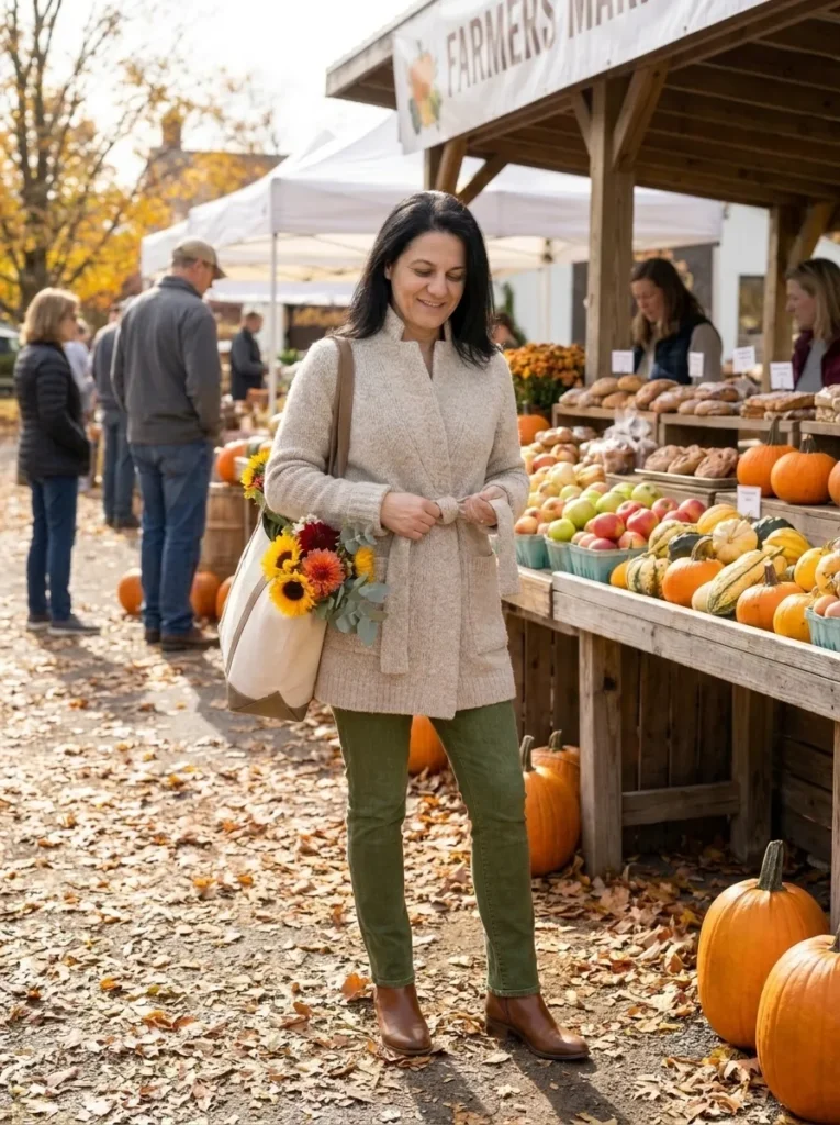 Belted Sweater Coat (Olive Green Jeans)