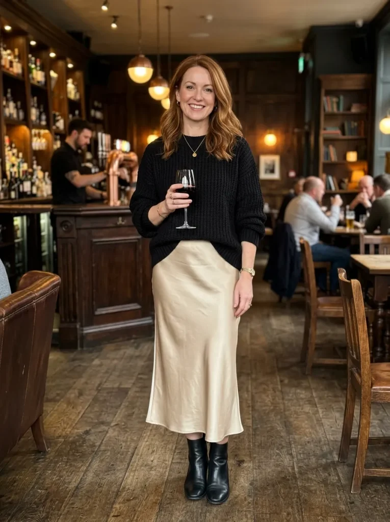 Bias-Cut Slip Skirt & Knit