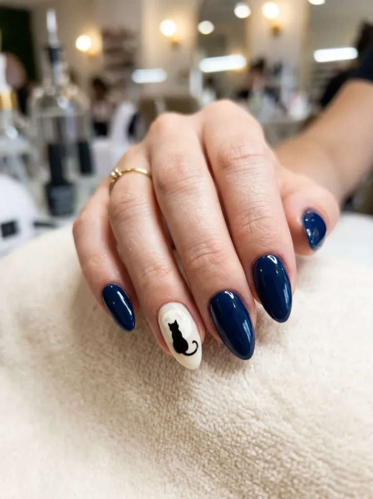  Black Cat and Full-Moon Nails