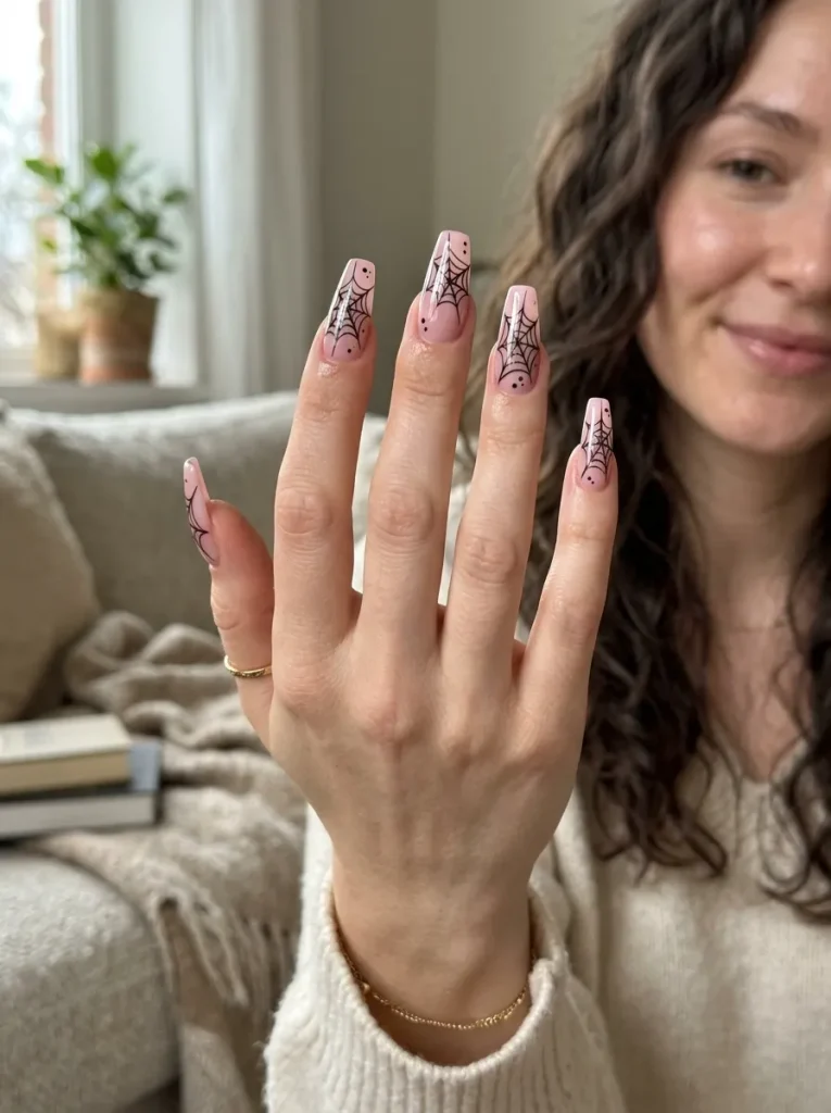 Black Web on a Soft Pink Base