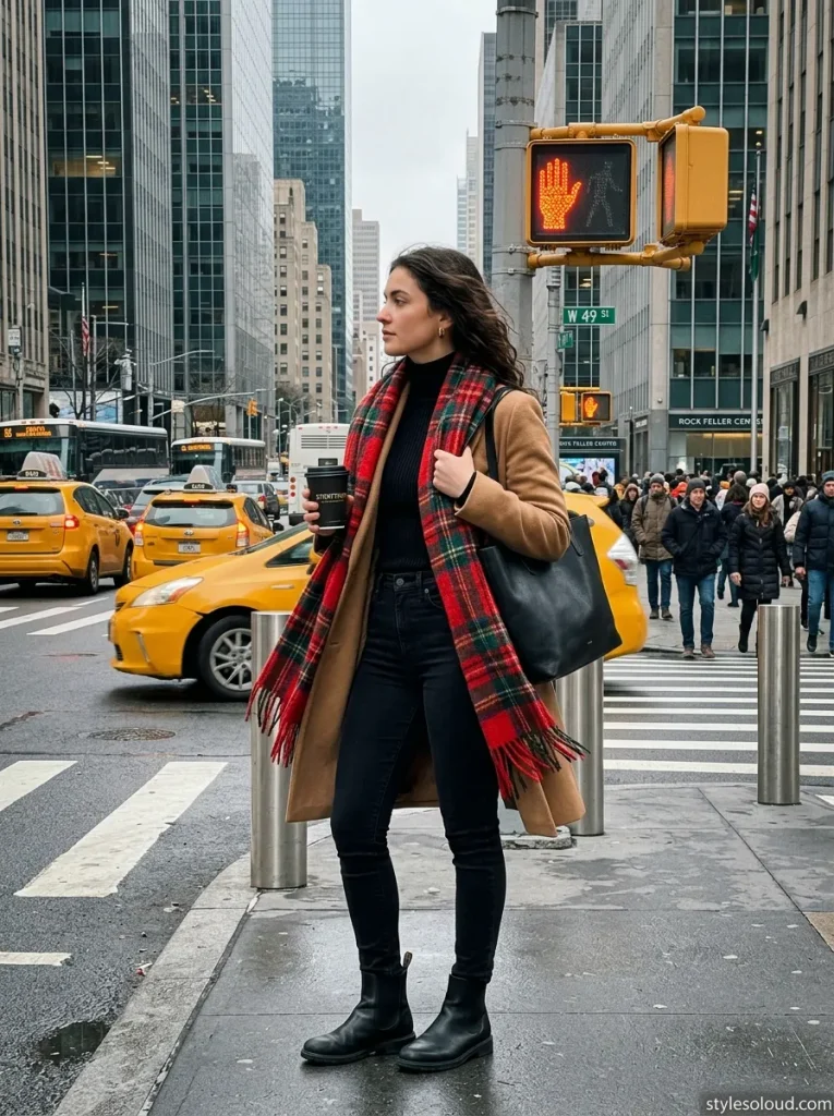 Blanket Scarf & Camel Coat