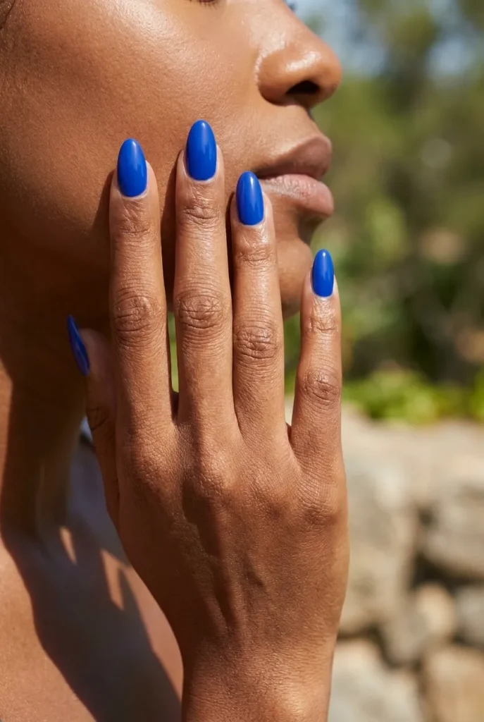 Blue matched to skin tone Nails art