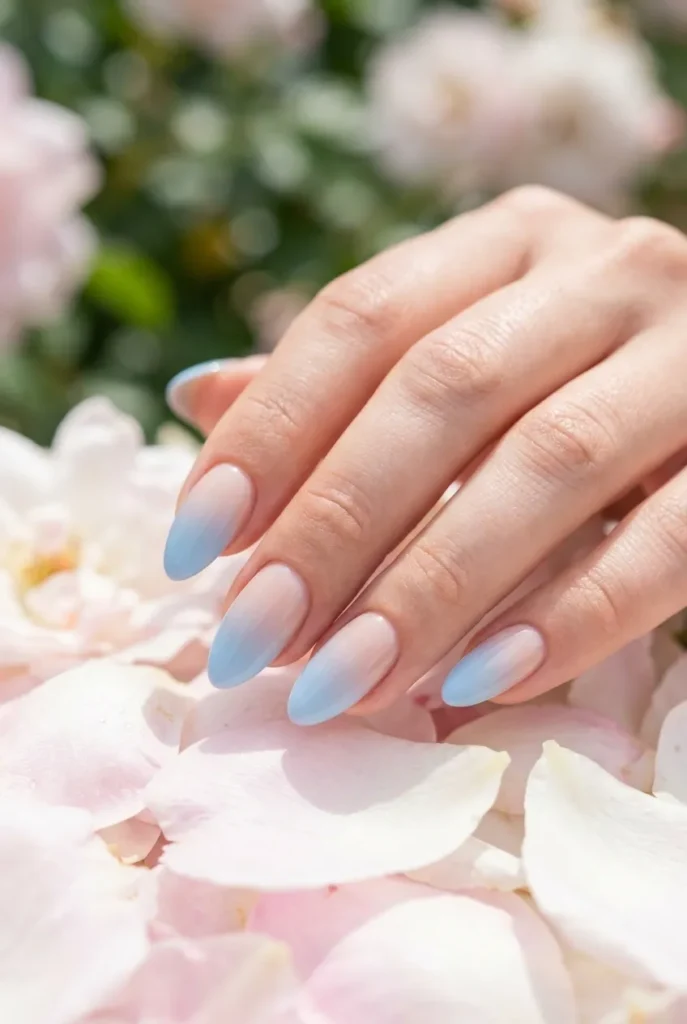 Blue ombre into nude 