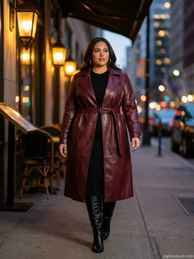 Burgundy Leather Trench
