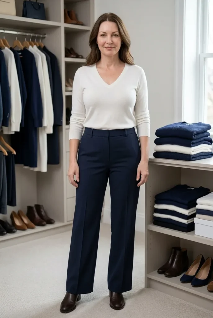 Bust-friendly capsule — soft white and navy