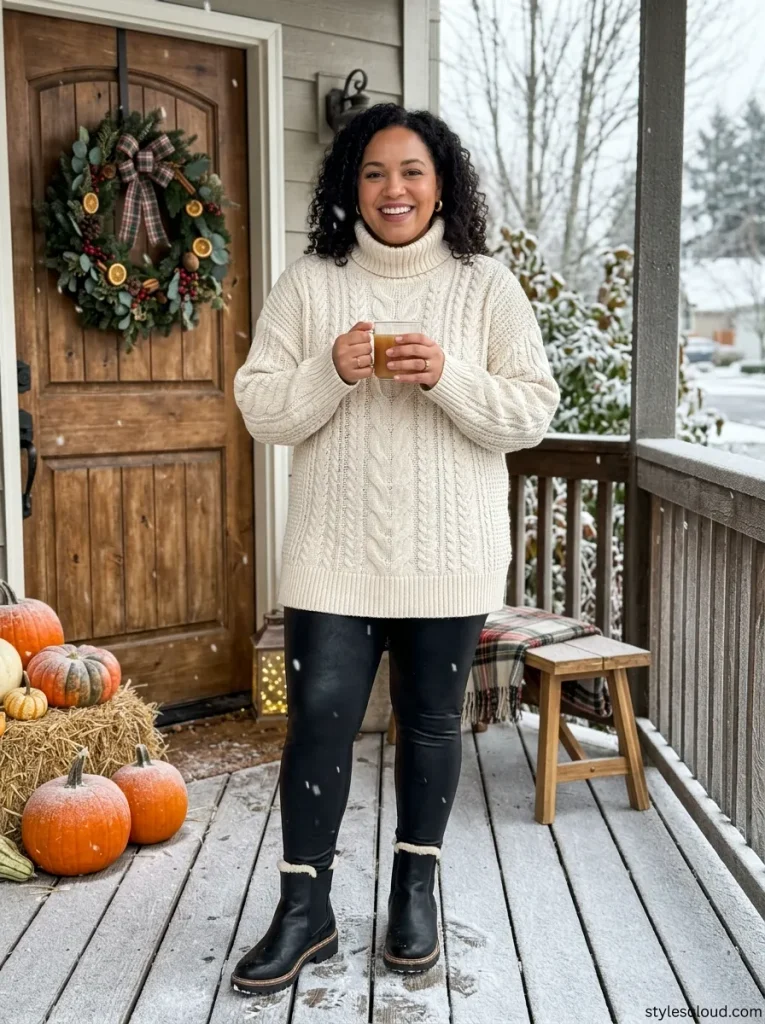 Cable-Knit & Faux Leather