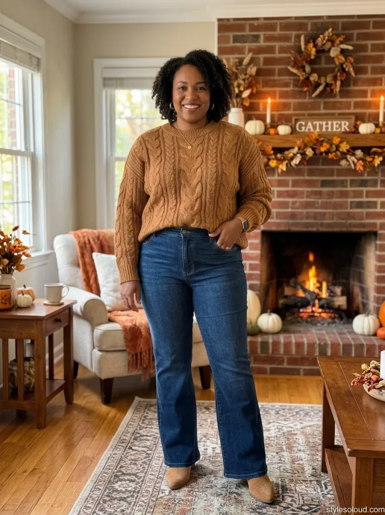 Cable-Knit & Flare Jeans