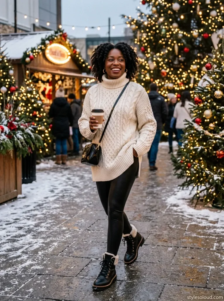 Cable-Knit Tunic & Leather Leggings