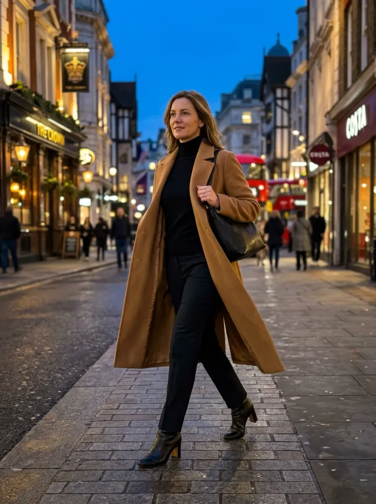 A Camel Coat for Evenings That Turn Cold