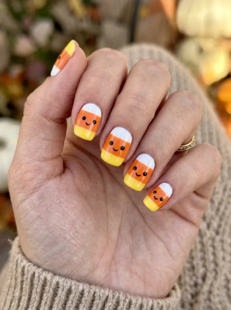 Little Candy-Corn Faces With Dot Eyes