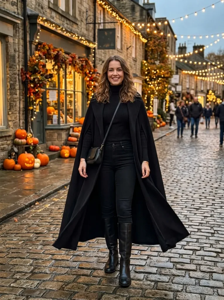 A Caped Cardigan or Long Coat for Cool Nights