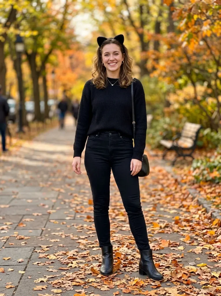 Cat-Ear Headband With an All-Black Outfit