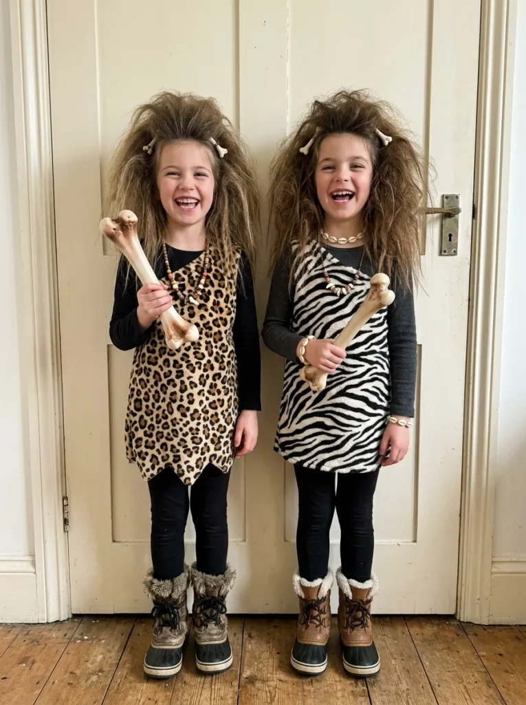 Cavegirl Pair in Layered Animal Print