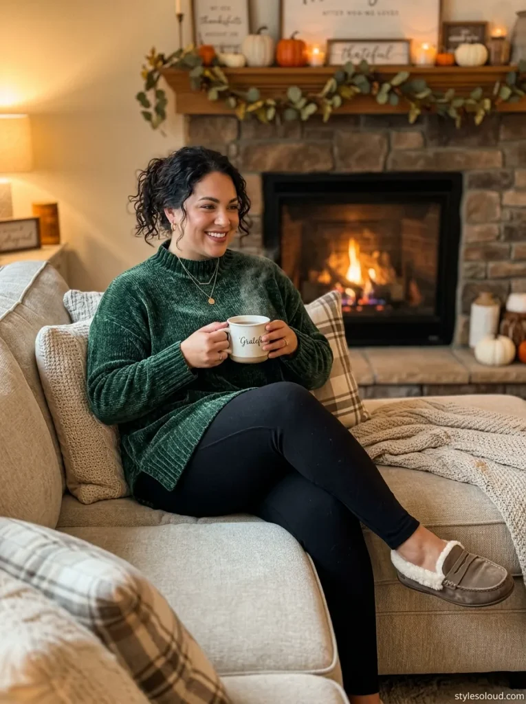  Chenille Mock-Neck & Thermal Leggings