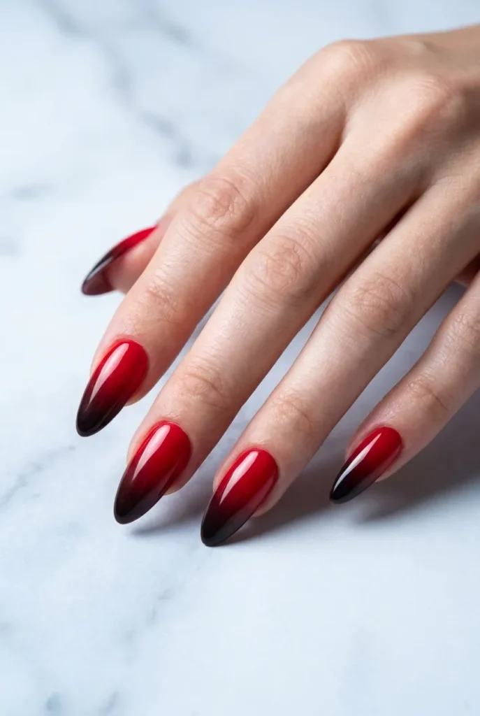 Cherry-to-black ombre fade