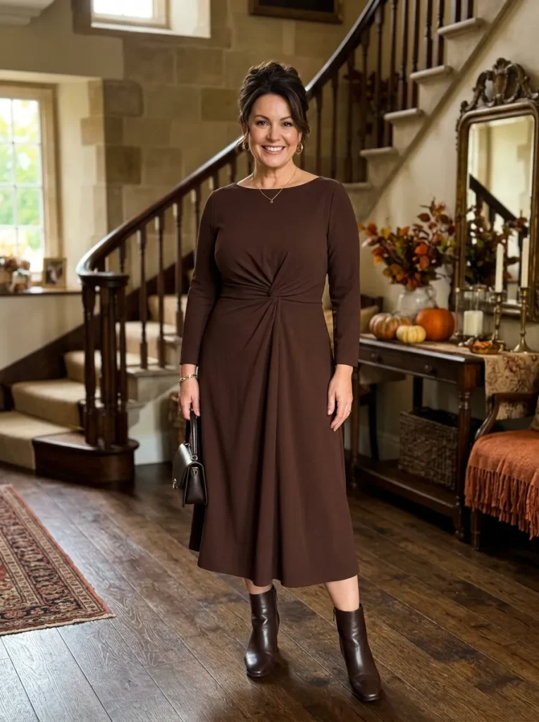 Chocolate Brown Crepe Midi