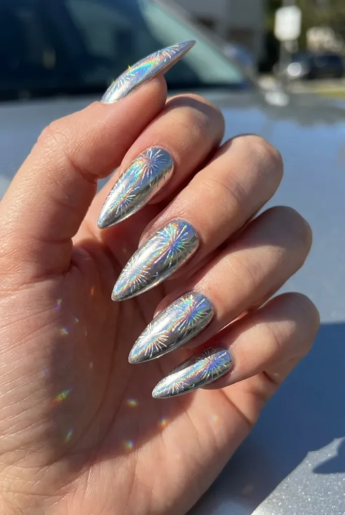 Chrome or holographic firework