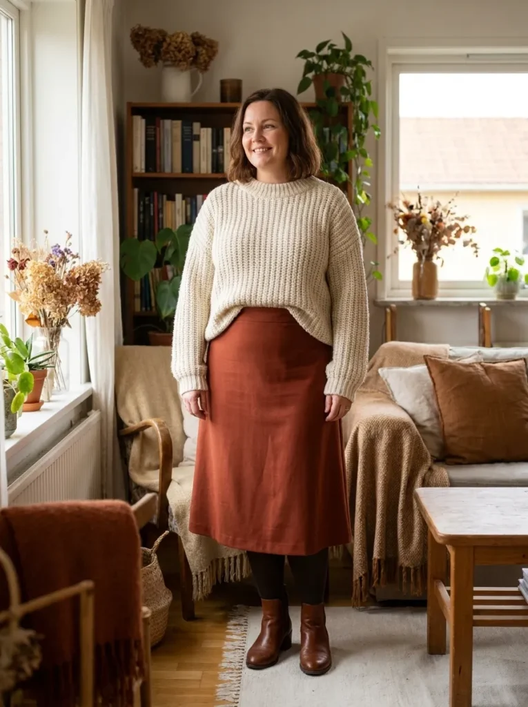 Chunky Cream Sweater Front Tuck