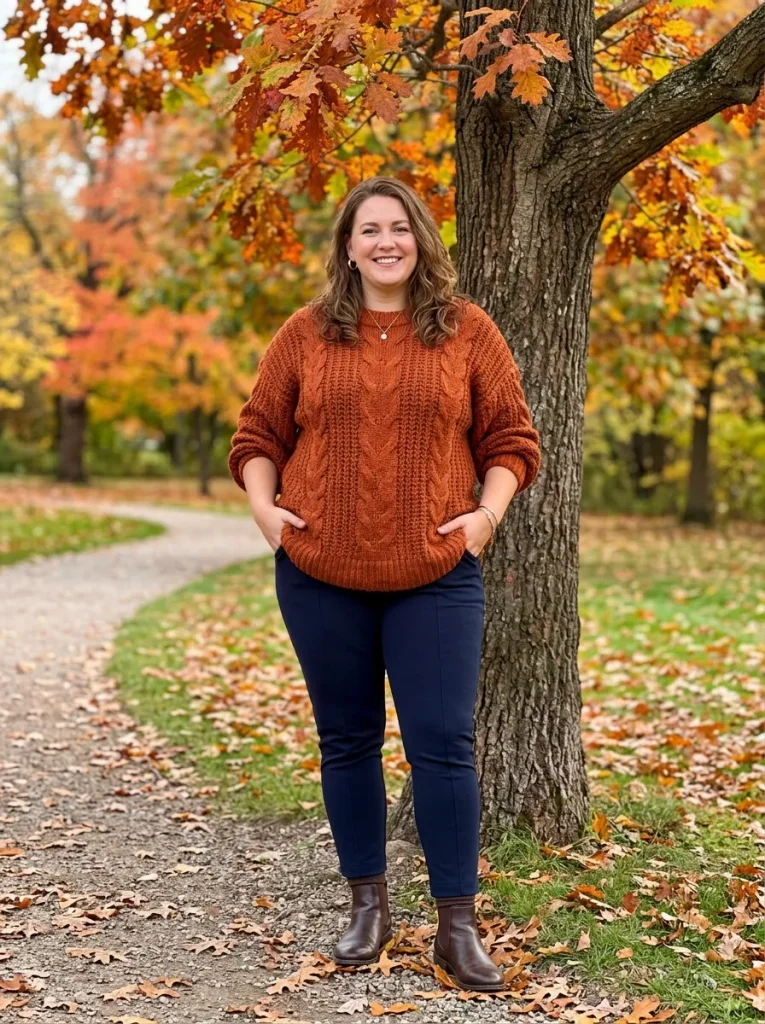 Balance a Chunky Knit With a Slim Bottom