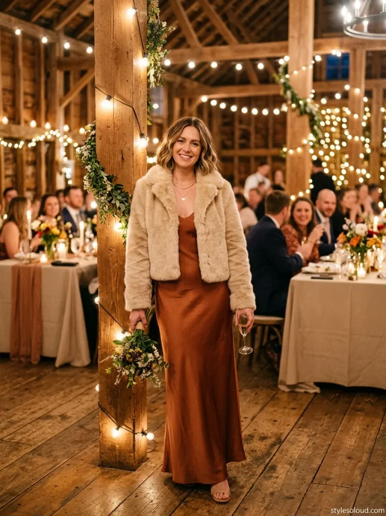 Cinnamon Slip & Faux Fur