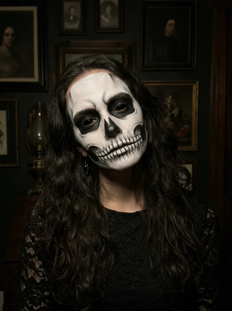 Classic Black-and-White Full Skull Face
