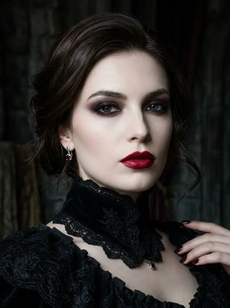 Classic Vampire With Deep Red Lips