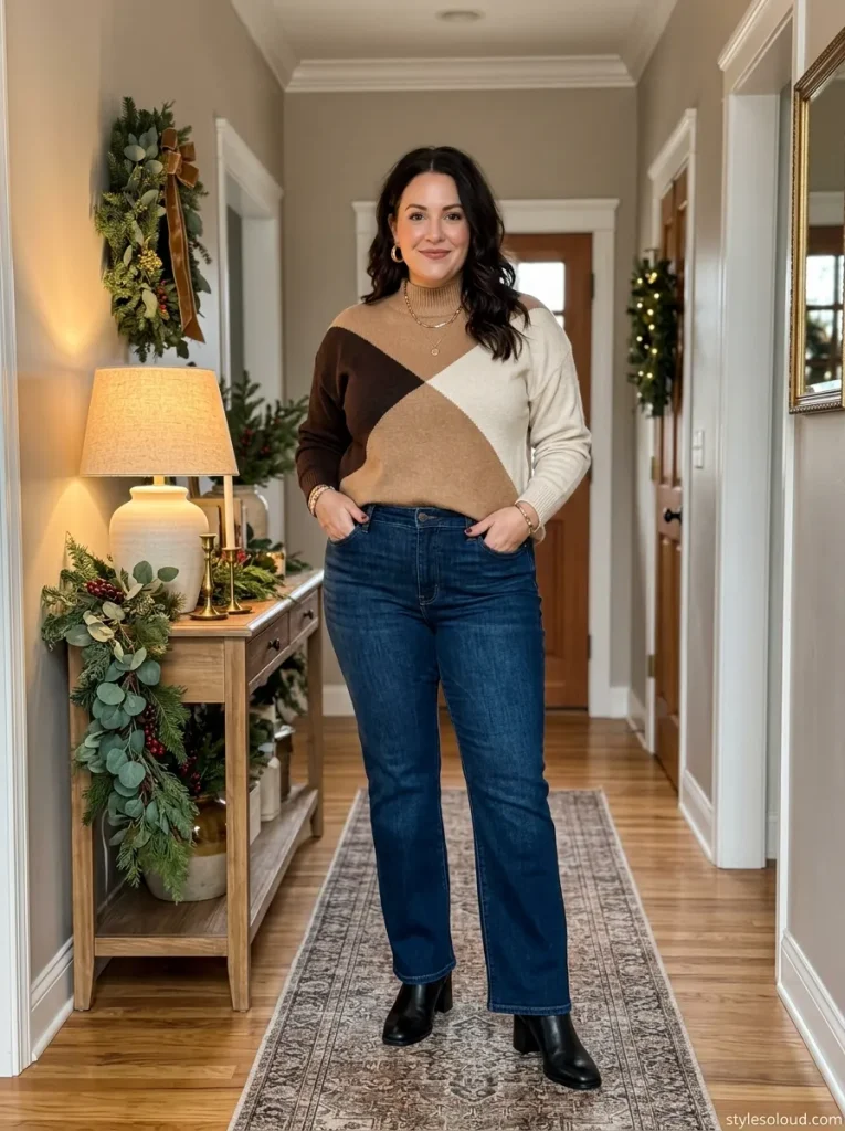 Colorblock Tunic & Bootcut Jeans