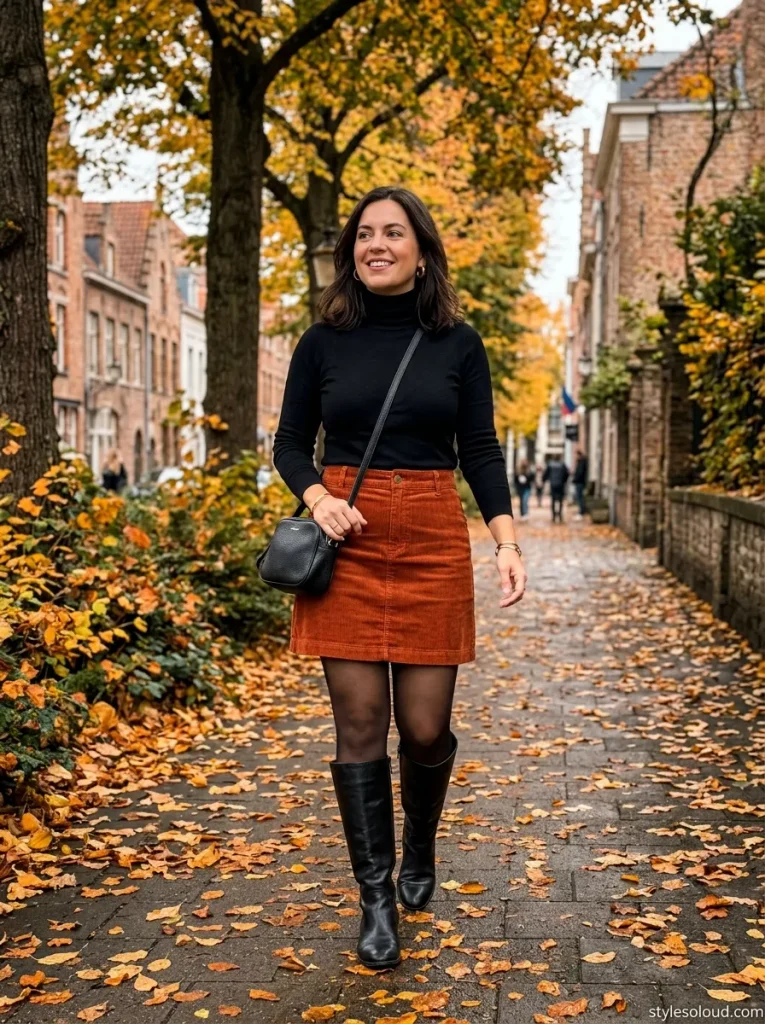 Corduroy Skirt & Riding Boots