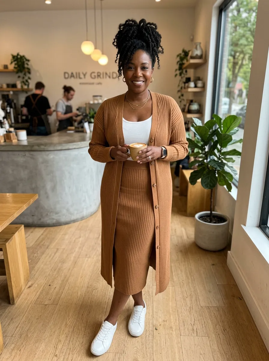 Cozy Cardigan & Midi Skirt Set