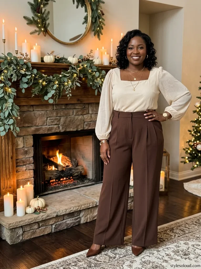 Crepe Wide-Leg Trousers & Blouse