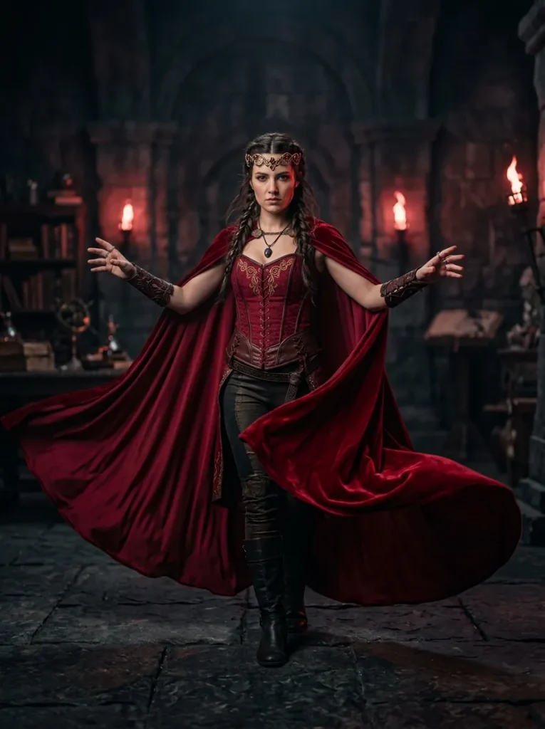 A Crimson Caped Sorceress Look