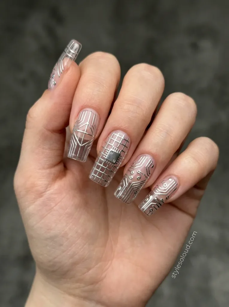  Cybernetic Gridlines & Metallic Chrome Accents