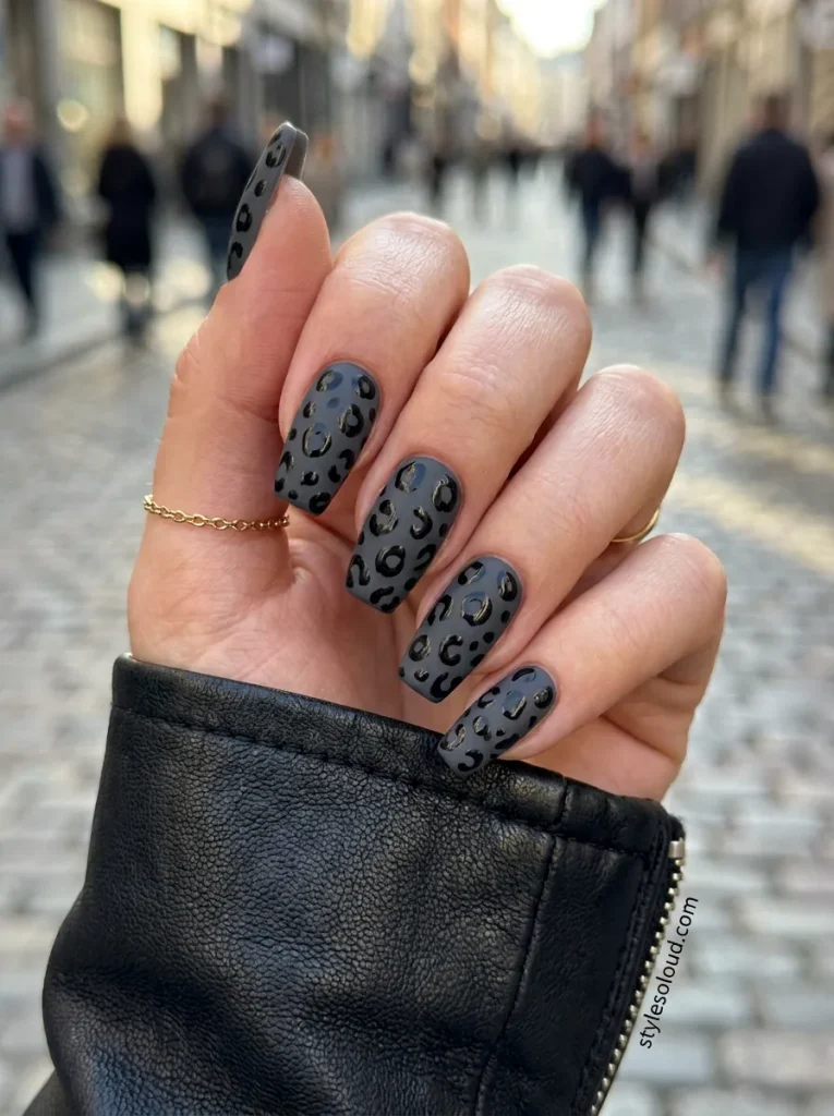 Dark Grey and Black Leopard Print