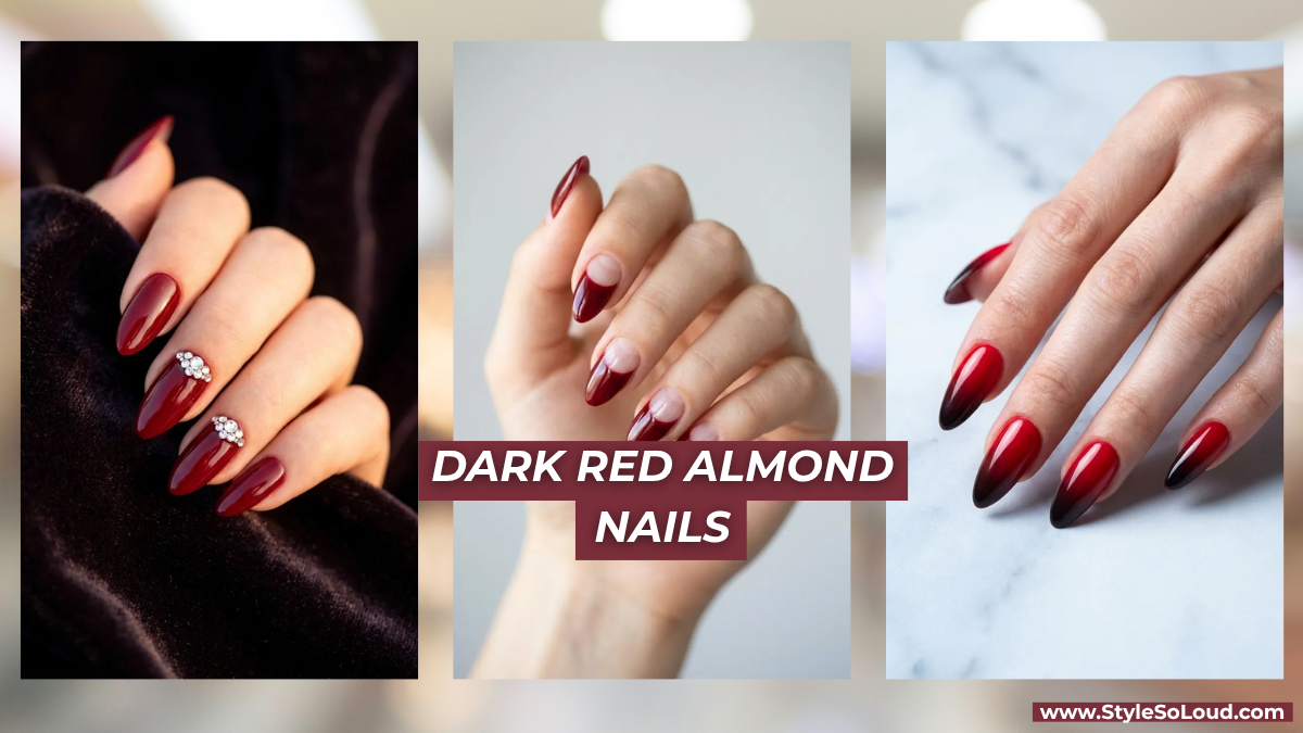 Dark Red Almond Nails: 17 Designs to Save for Your Next Manicure