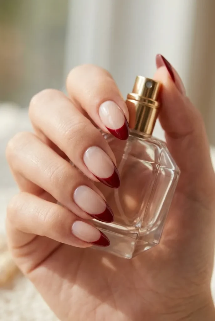 Dark red French tips