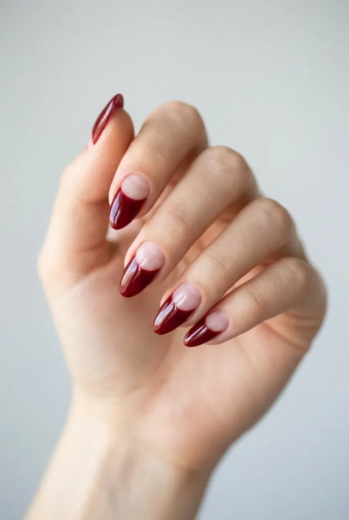 Dark red and nude negative space